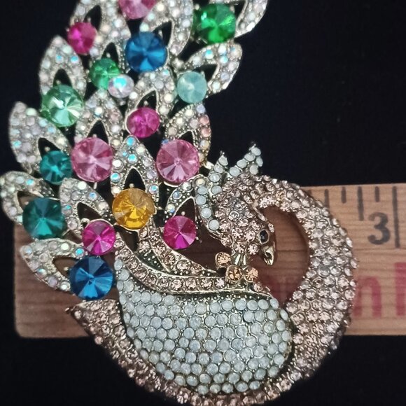 Jeweled Bird Brooch 4" - Picture 5 of 5